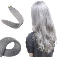 Silky Straight Gray 20 Pc Tape-In Extensions 16"- 24" - Forever Freestyle Premium Hair 