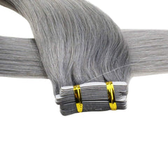 Silky Straight Gray 20 Pc Tape-In Extensions 16"- 24" - Forever Freestyle Premium Hair 