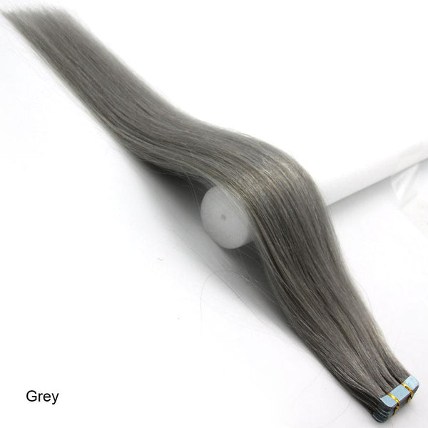 Silky Straight Gray 20 Pc Tape-In Extensions 16