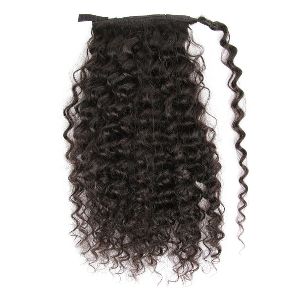 Brazilian Deep Wavy 100% Virgin Human Hair Wrap Ponytail