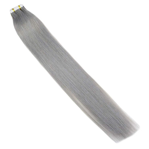 Silky Straight Gray 20 Pc Tape-In Extensions 16"- 24" - Forever Freestyle Premium Hair 