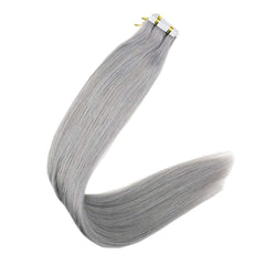 Silky Straight Gray 20 Pc Tape-In Extensions 16"- 24" - Forever Freestyle Premium Hair 